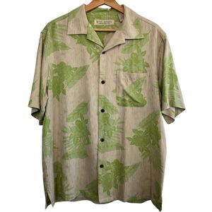 Island Republic Declaration Of Style Men's Biege Silk Tropical Shirt Size Medium